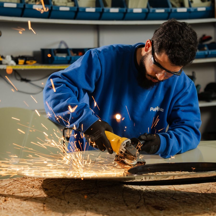 Corte e preparação de flange em polipropileno